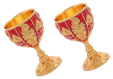 Amosfun 4 Pièces Verres à Vin Mini Verres à Liqueur Calice De Vin Rouge De Fête Verrerie D'époque Verres à Shampoing Tasses à Griller Tasse Décor Vintage Coupe Sacrée Alliage De Zinc