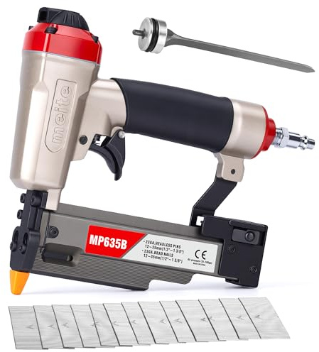 meite MP635B Cloueur de 23GA avec 25mm 10 000 Clous, Cloueuse Pneumatique À Micro-Pointes, pour Clous 23G de 12 mm - 35mm, Idéale Pour Lambris, Petites Finitions