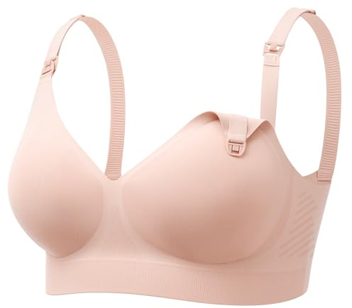 Momcozy CoolFit Nursing Bras for Breastfeeding, Fixed Padding Ultra Stretch Seamless Jelly Strip Maternity Bra, Wireless