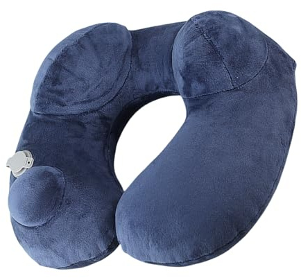 Générique Coussin Cervical Gonflable pour Voyage | Coussins Cervicaux De Voyage Gonflables pour Avions | Tête Portable avec Poche de Rangement pour Train Avion Randonnée Sac à Dos Vols Longs