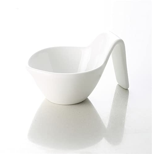 HDBCYUAZ piccole ciotole Dip Bowls Maniglia Cucchiaio Shack Shack Shack Shack Show Elevato in porcellana Bianco Prima colazione a buffet BUFFET Ceramica for salsa Piatto da tavola piatto salsa(1pc)