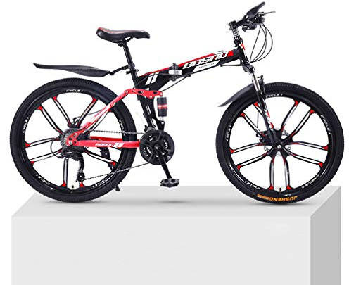 Genérico Bicicleta de Montaña Plegable 21 Velocidades Doble Amortiguación para Adultos, Ruedas de 26 Pulgadas, Ideal para Uso Fuera de Carretera