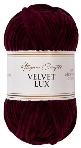 Utopia Crafts Velvet Lux Chenille Yarn 100g (Deep Burgundy)