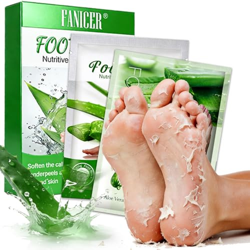 2 Pares Mascarilla Hidratante Para Pies, Mascarilla para pies exfoliante e hidratante, Cuidado Pies Secos, Agrietados, callos, la piel muerta de los pies, para Mujeres y Hombres(Aloe Vera)