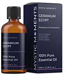 Mystic Moments | Geranium Egypt Essential Oil 100ml - Pure & Natural Oil for Diffusers, Aromatherapy & Massage Blends Vegan GMO Free