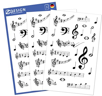 AVERY Zweckform 55151 Papier-Sticker Noten 75 Aufkleber (weiß, schwarz, Dekosticker, Musiknoten, Musikunterricht, selbstklebend, Karten, Scrapbooking, Fotoalbum, Bullet Journal, Dekorieren, Basteln)