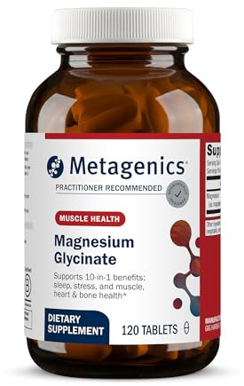 Metagenics Magnesium Glycinate 100mg-Highly Absorbable Magnesium Supplement for Sleep, Stress Relief & Muscle Relaxation - Bone, Heart & Nerve Health-Non-GMO, Gluten-Free-120 Tablets