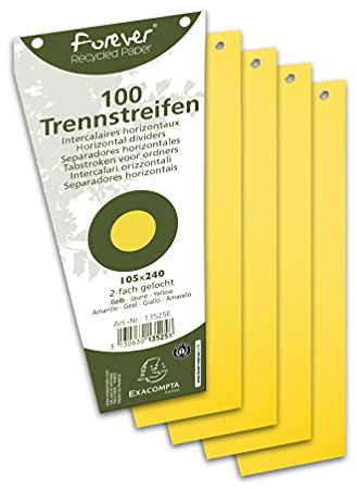 Exacompta - Ref. 13525E – Paquete de 100 conectores intercalares trapezoidales lisos perforados Forever – separador para archivador/archivador de palanca – bajo película – formato 105 x 240 mm – color