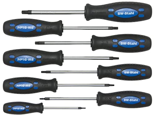 SW-Stahl 31500L Schraubendrehersatz mit TR-Profil I T8 - T40 I TX Schraubenzieher Set I T-Schraubendreher Werkzeug mit Stirnlochbohrung