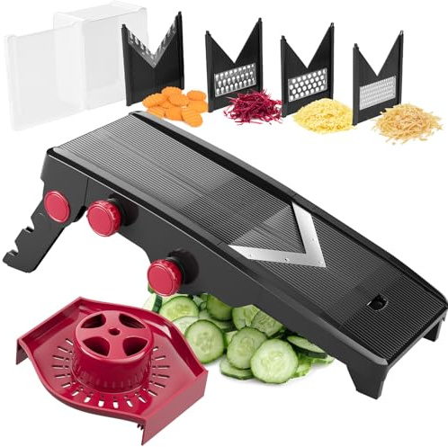 Mueller Austria Mandoline Slicer for Kitchen, Adjustable Vegetable Chopper, Fruit, Cheese Grater, Potato Chips Slicer - Black