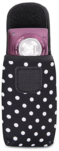 USA Gear Kompakte Digitalkameratasche aus Neopren mit Gürtelschlaufe, Karabiner - Fototasche klein für Kompaktkamera - kompatibel mit Sony RX100, Nikon Coolpix s3700, und mehr – Polka Dot