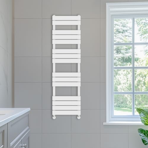 NRG 1600 x 450mm Designer Flat Panel Heated Towel Rail Radiator White