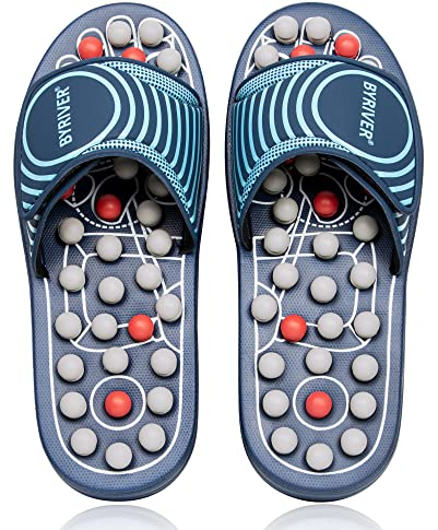 BYRIVER Fussmassagegerät Akupressur Schuhe, Foot Massager Massage Hausschuhe zur Linderung von Plantarfasziitis Fersensporn(05M)