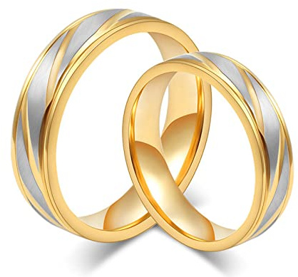 HCMA Nouveau mode amoureux anneaux de mariage or-couleur anneaux titane acier Couple mariage bagues de fiançailles pour femmes hommes