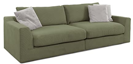 CAVADORE Big Sofa Fiona / Megasofa in Cord mit tiefen Sitzflächen und weicher Polsterung / Cordsofa / 276 x 90 x 109 / Cordstoff Olive