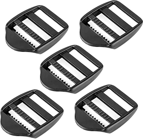 SolaDirect 5 x Ladderlock Rucksack Sliders Buckles for 40 mm / 1.57″ Webbing Strap, Black, Plastic