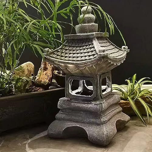 Hemore Pagoda Lantern, Garden Lamp Solar Power Pagoda Lantern Tower Decorative Ornaments Garden Courtyard Resin Artifact Solar Lamp