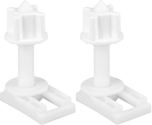 Mikikit 2 Tornillos para Tapa WC Universal 2.36x1.57x0.98In Plástico Blanco Fijación Rápida Sin Herramientas para Asiento Inodoro Estándar