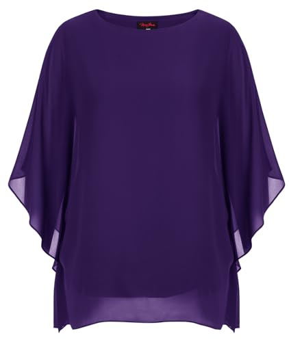 Hanna Nikole Camicetta in chiffon di grandi dimensioni, da donna, Lilla, 48 Grande taille