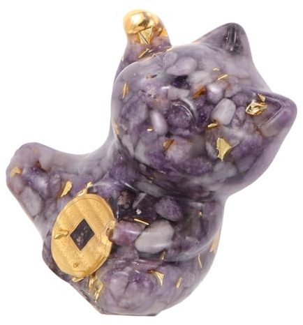 Cabilock Figura De Gato Miniatura Adorno De Cristal Tallado Decoración De Suerte Gato De Fortuna