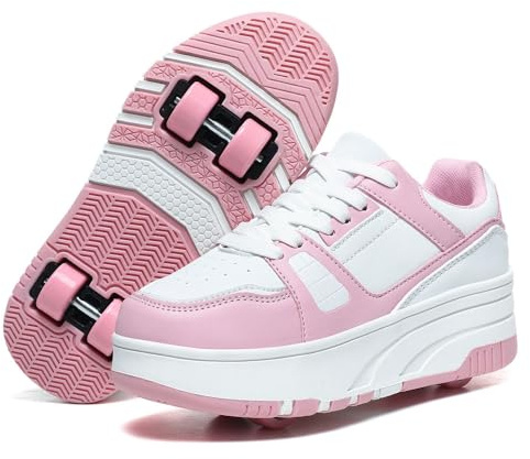 Hiseng Chaussure Roller pour Enfants - Basket à Roulette Garçon Fille - Chaussures avec Roues pour Adolescents - Extérieur 29-40EU