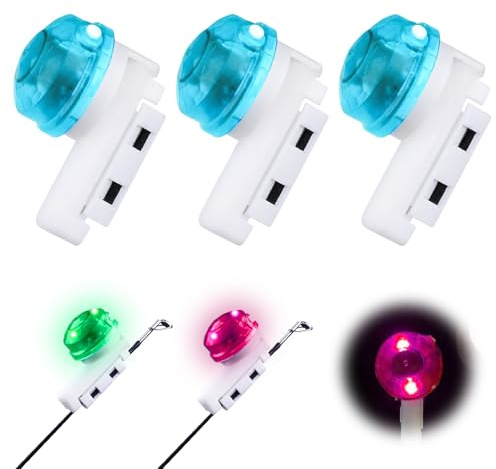 BORDEAG LED Alarme De Pêche,3 Pièces LED Cloches De Pêche Bâtons,Lumineux De Pêche Détecteur De Touche,Bâtons Lumineux De Pêche pour La Pêche De Nuit Ou La Pêche en Mer