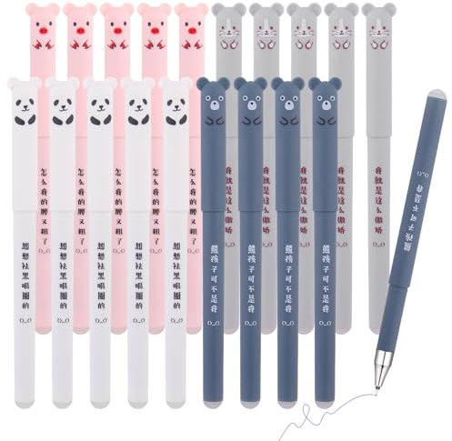GZGXKJ 20 Stück Radierbar Stifte 0,5mm Tier Stifte Radierbarer Kugelschreiber Blau Süße Gelstift Radierstifte Tierstifte Geeignet für Schul Familien Schüler und Bürobedarf