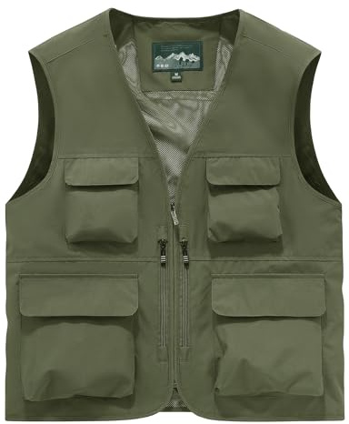 OlyljpinZ Homme Gilet Multi-Poches de Plein Air pour Pêche Chasse - Veste sans Manches Été Respirant Séchage Rapide Léger Multifonctionnel de Sport pour Camping en Photographie