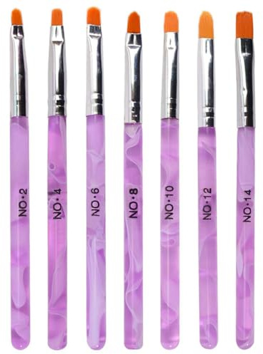 URAQT Nail Art Borste Set, 7 ST Akryl Nagelborste, Nail Art Pens Nail Art Tips Builder Brush, Professionell Manikyr Borrritning Borste Nail Art Verktyg för DIY Nail Art Designs