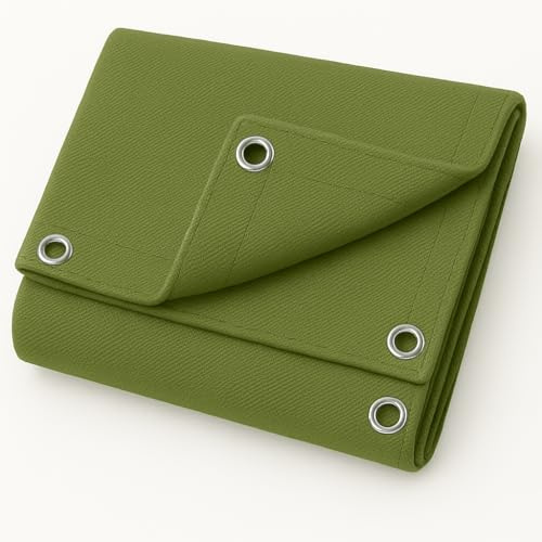 UK Eco Green Canvas Heavy Duty Cotton Tarpaulin Cover Boat Log Store Roofing Sheets (Green, 6 x 10 ft)