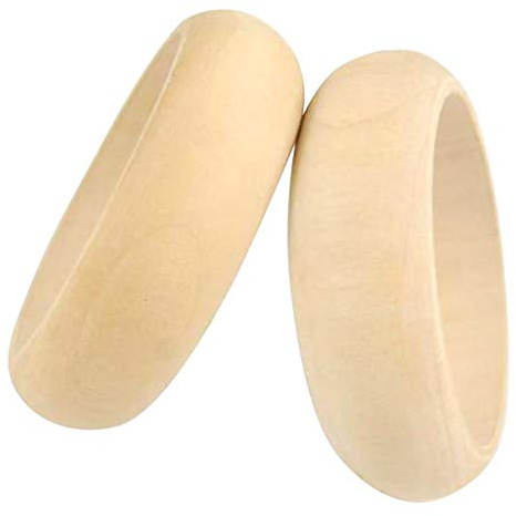 Siepificius 2 pulseras de madera en blanco para mujer, hechas a mano de madera sin terminar