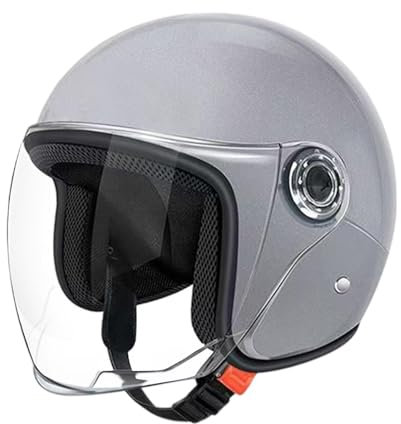Roller Helm Jethelm Mit Visier, Mopedhelm Motorradhelm, Scooter Helm Atmungsaktiv Mopedhelm Für Herren Damen Skateboard Helm Reithelme, Sonnenschutzhelme Motorradhelm Mit Offenem Gesicht