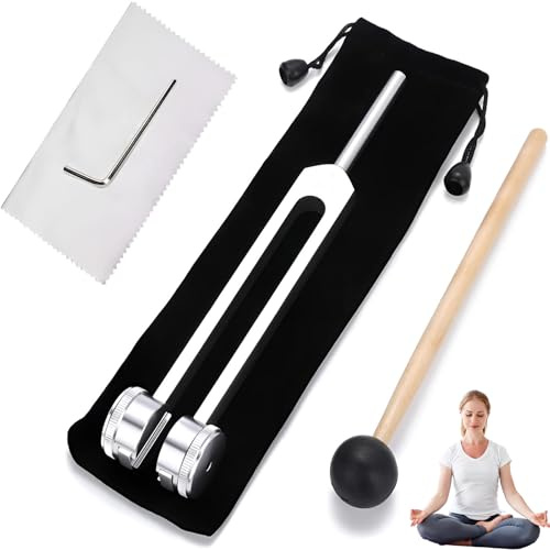 Stimmgabel 3-Teiliges Set,Stimmgabel 128 Hz Sorgt FüR PräZision 128 Hz Stimmgabel,Wird Mit Silikonhammer,Reparaturwerkzeug Und Reinigungstuch Geliefert,Frequenz 128 Hz - Das Heilungsinstrument