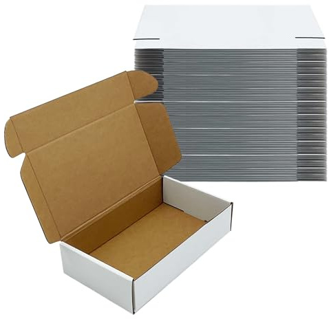 White Shipping Boxes 9x5x2 inch 50 Pack,Corrugated Boxes Mailer Packaging for Mailing Small Business，E-Commerce Gift Boxes for Wrapping Present Moving Storage Heavy Duty Recycled Cardboard Boxes