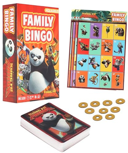 Aquarius Kung Fu Panda Family Bingo Game - Official Licensed Party Game for Kids and Adults, Movie Night Game for Family Game Night, 2–8 Players, Ages 8+
