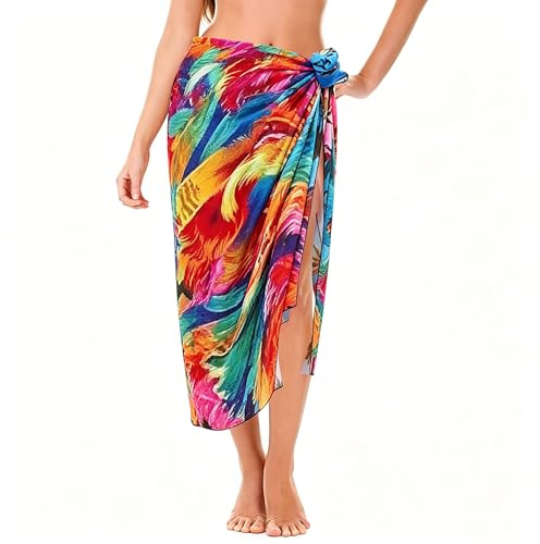 ZeBQrphio Sarongs for Women Beachwear, 90x180cm Stylish Floral Pattern Summer Holiday Sarong, Large Beach Wrap Cover Ups for Women, Multicoloured Beach Sarongs for Women UK