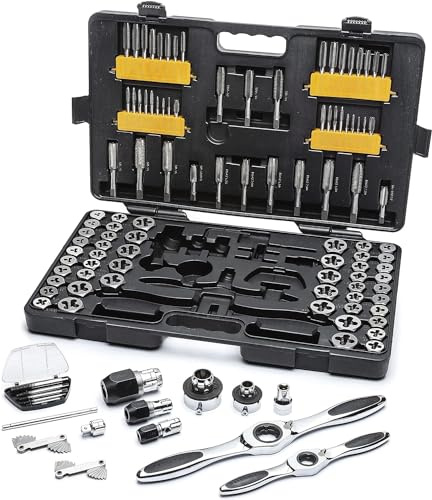 GearWrench 82812 SAE, Metric Ratcheting Tap and Die Set, 114 Pc.