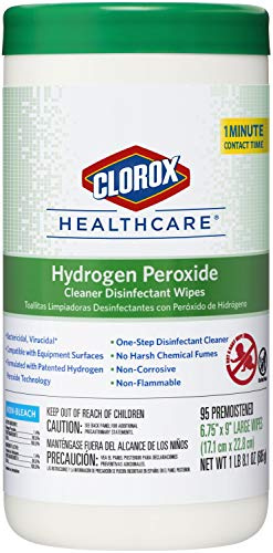 Clorox Healthcare Hydrogen Peroxide Cleaner Disinfectant Wipes, 6.75 x 9, 95 Count (Package May Vary)