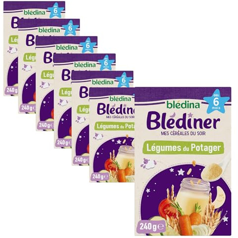 Blédina - Blédîner - Céréales du Soir pour bébé - Légumes du Potager - Dès 6 mois - Pack de 7 boites