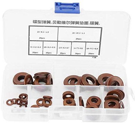 Oumefar Spring Disc Washer Gasket 7 Sizes Belleville Compression Spring Disc Washer Gasket Assortment Kit