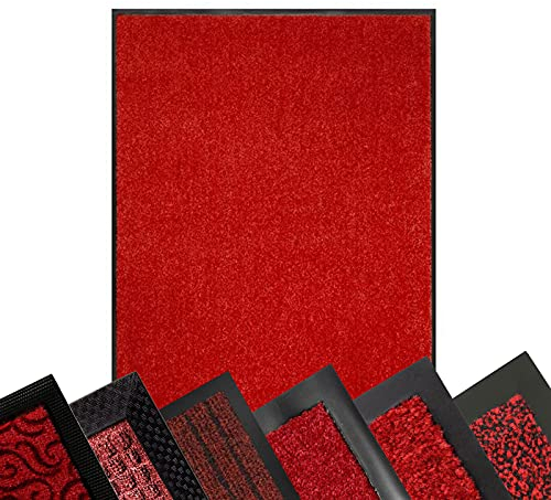 Schmutzfangmatte ROT - XXL Teppich für Flur Eingang Eingangsbereich innen & außen - Türmatte Sauberlaufmatte Fußabtreter Fussmatte - rutschfest & pflegeleicht (135 x 200 cm, Rhine)