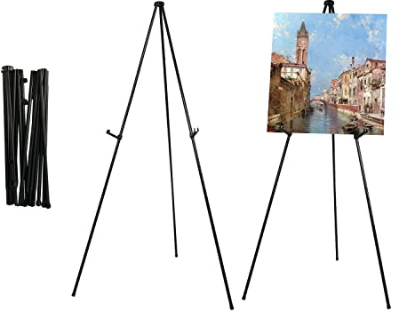 STANDNEE Cavalletto Pieghevole Treppiede da Esposizione Cavalletto Nero Portatile per Mostra d'Arte, Insegna del Negozio e Poster