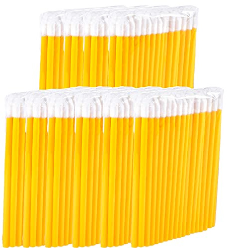 P-Beauty Cosmetic Accessories | Mikrofaser Lippenpinsel geeignet für die Wimpernverlängerung | Einweg Lippenpinsel | Kosmetik Lippenpinsel | Fusselfreie Pinsel | Lipbrush | Gelb | 50-500 Stück (500)