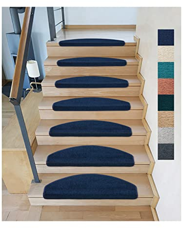 Kettelservice-Metzker Stufenmatten Sweet I weicher Treppenteppich Halbrund in versch. Farben I Blau 15 Stück