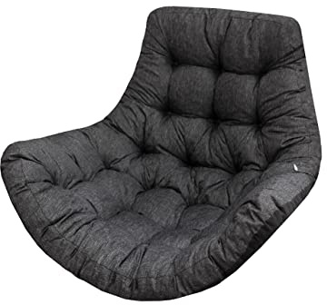 Bjird - Coussin Fauteuil Suspendu 100x120 cm, Noir (Tissu écologique), Fauteuil Balancoire, Chaise Oeuf, Coussins d'extérieur/intérieur