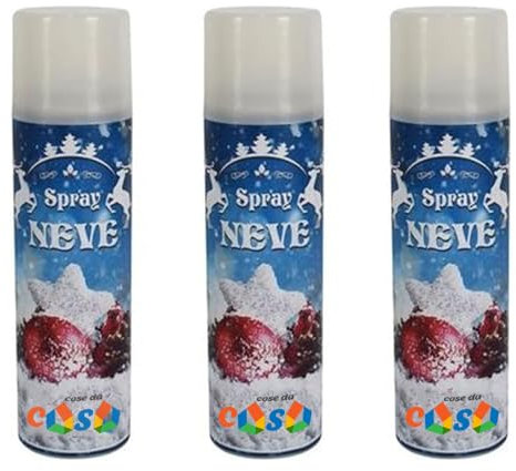cosedacasa 3 Bombole di Neve Finta Spray da ml100 Artificiale per addobbi Natalizi Decorazioni presepe Alberi di Natale finestre bomboletta