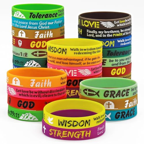 NAHRMY Bibelvers gummiarmband, kristna Jesus inspirerande gummiarmband silikonarmband motivationsarmband religiösa armband gåvor för män kvinnor party kyrka