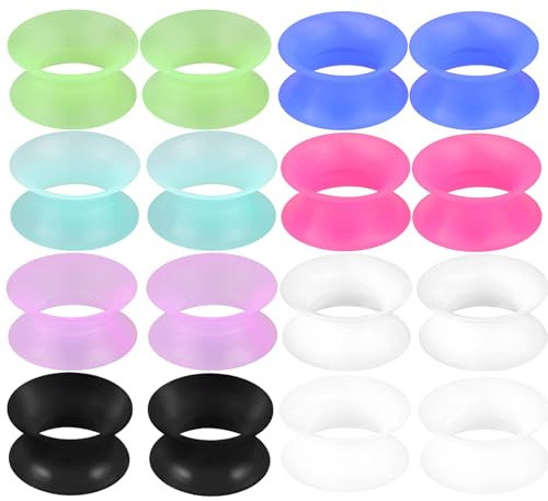APMGONT Juego de 8 Pares de Tapones para los Oídos de Silicona, 3-20mm, Tapones para Túneles de Carne Flexibles de Silicona, Tapones para los Oídos Doblemente Acampanados para Hombres y Mujeres (8mm)