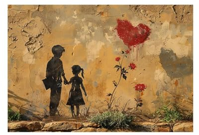 IEPOZWA Quadri Moderno BANKSY, Piante di arte murale stradale Stampa su Tela Arredamento Arte Astratto Arredo per soggiorno salotto camera da letto cucina - 30x40cm Non incorniciato