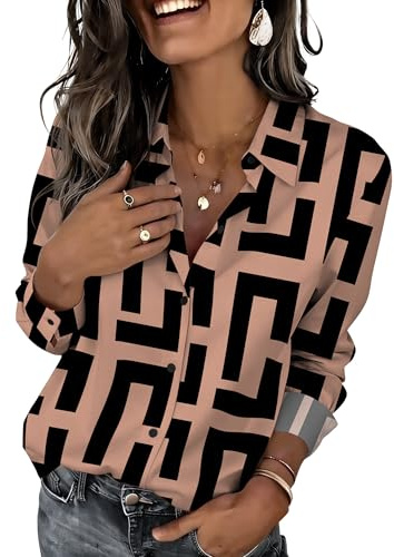 Zeagoo Blouse for Women Business Casual Long Sleeve Button Down Shirts Floral Dressy Tops Work Tunic Tops Office Blouses
